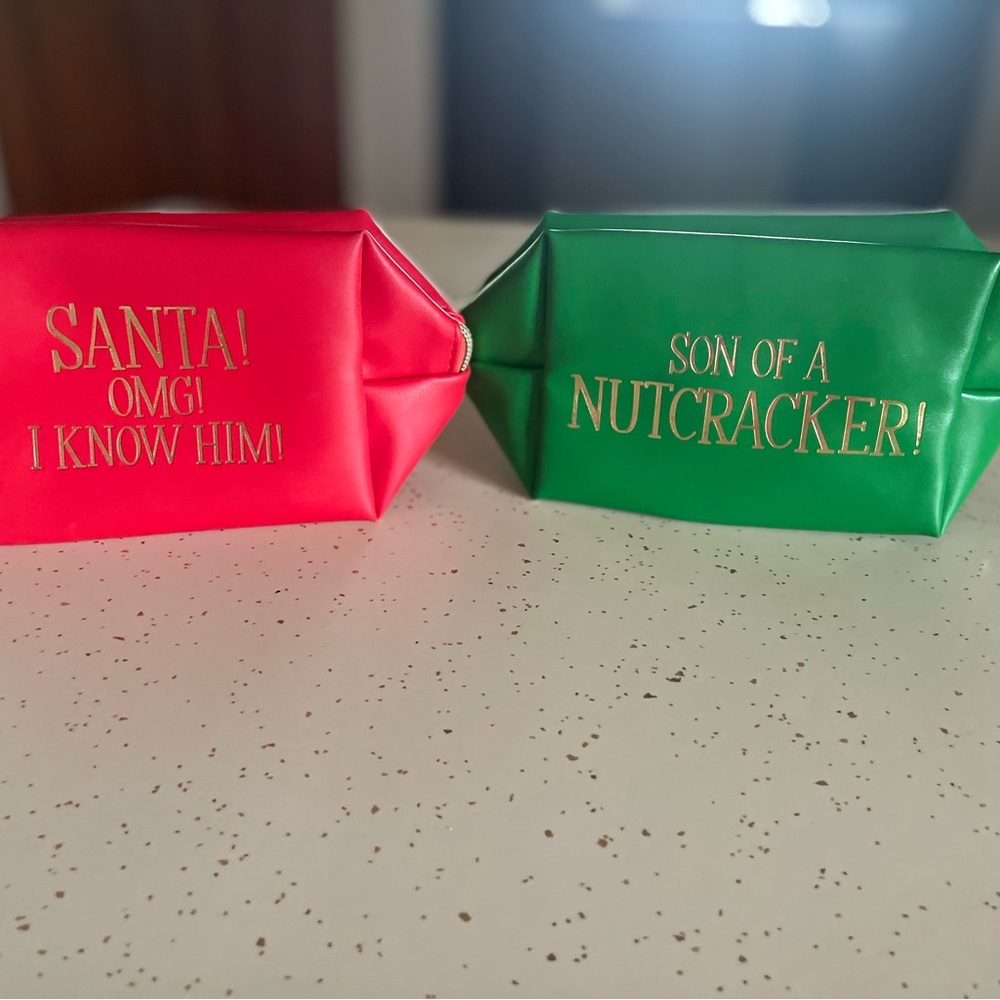 Lot of 2 Revolution x e.l.f. Red Makeup Bag and elf Green makeup bag